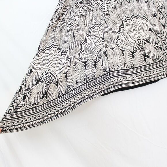 Monsoon Black and White Print Shark Bite Hem Midi Skirt US 12 - Picture 5 of 9